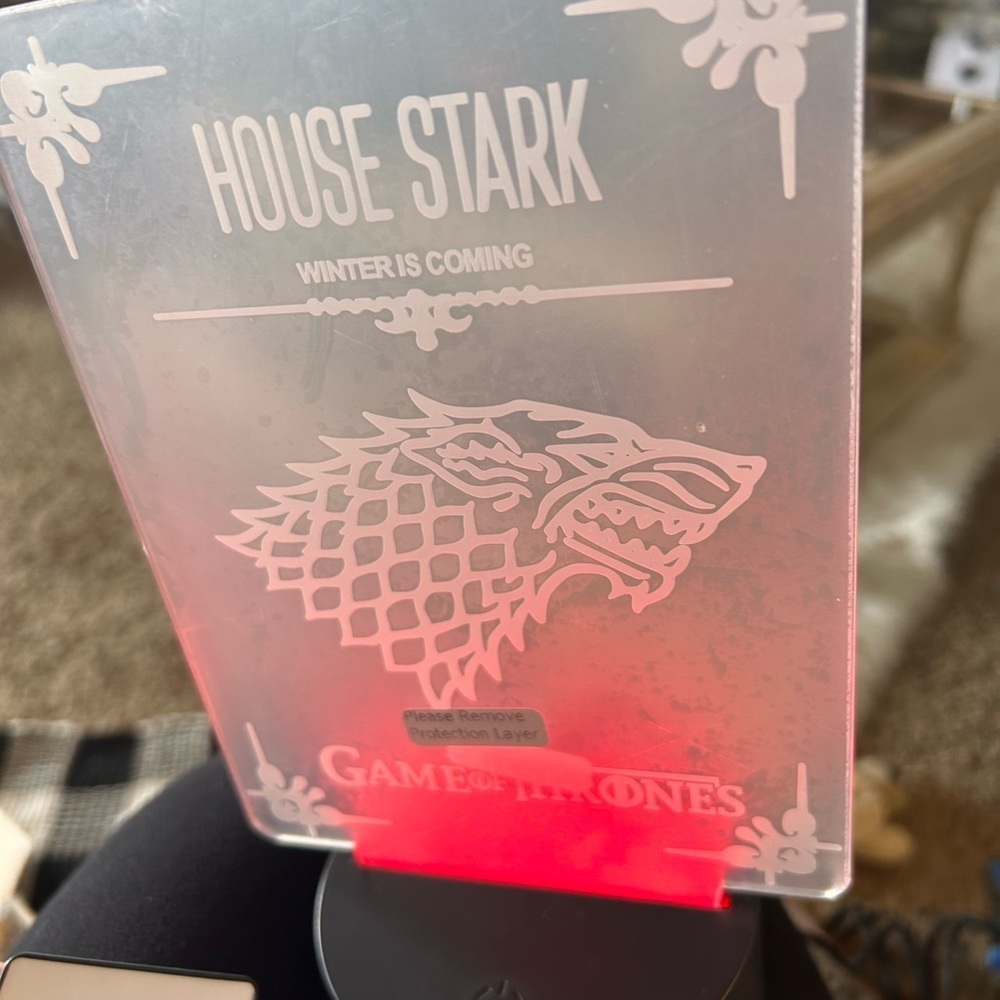 50%offw❤️ GAME OF THRONES HOUSE Stark Acrylic LED 7 Night Light Lamp NIB Hg104